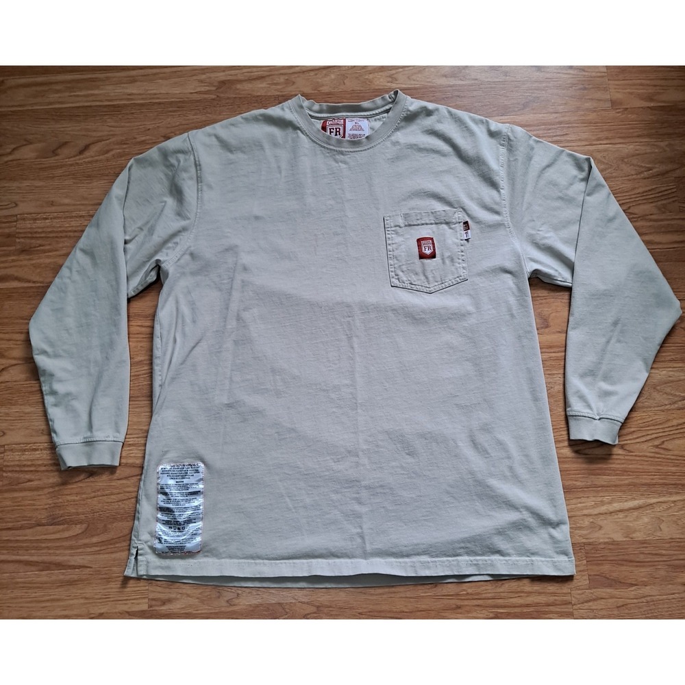 Duluth Pocket L/S Flame-Resistant Shirt XL USA Made Tan HRC2 Workwear READ